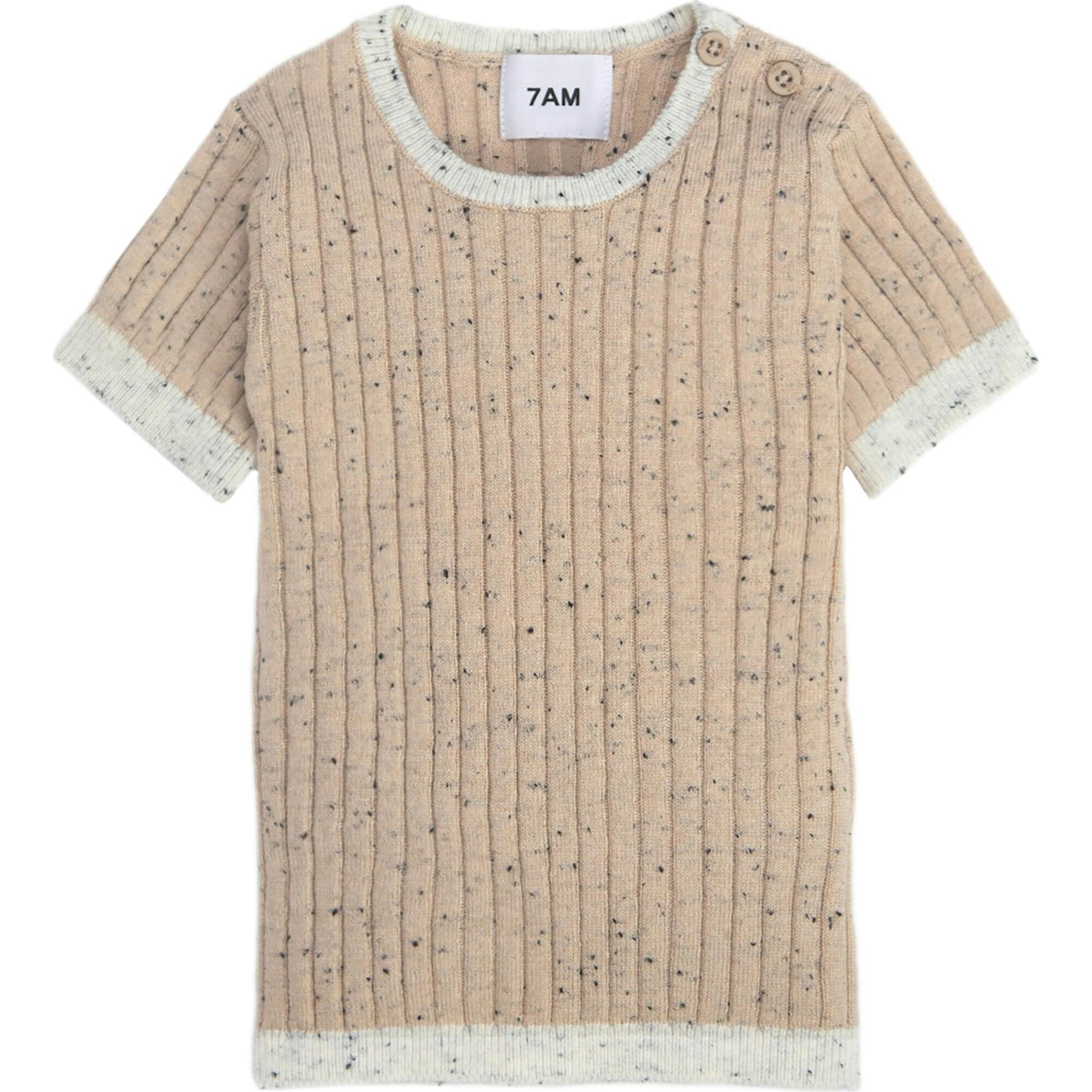 Ribbed Knit Short Sleeve Retro Top