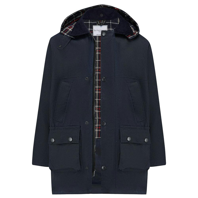Ebury Padded Wax Jacket - Navy