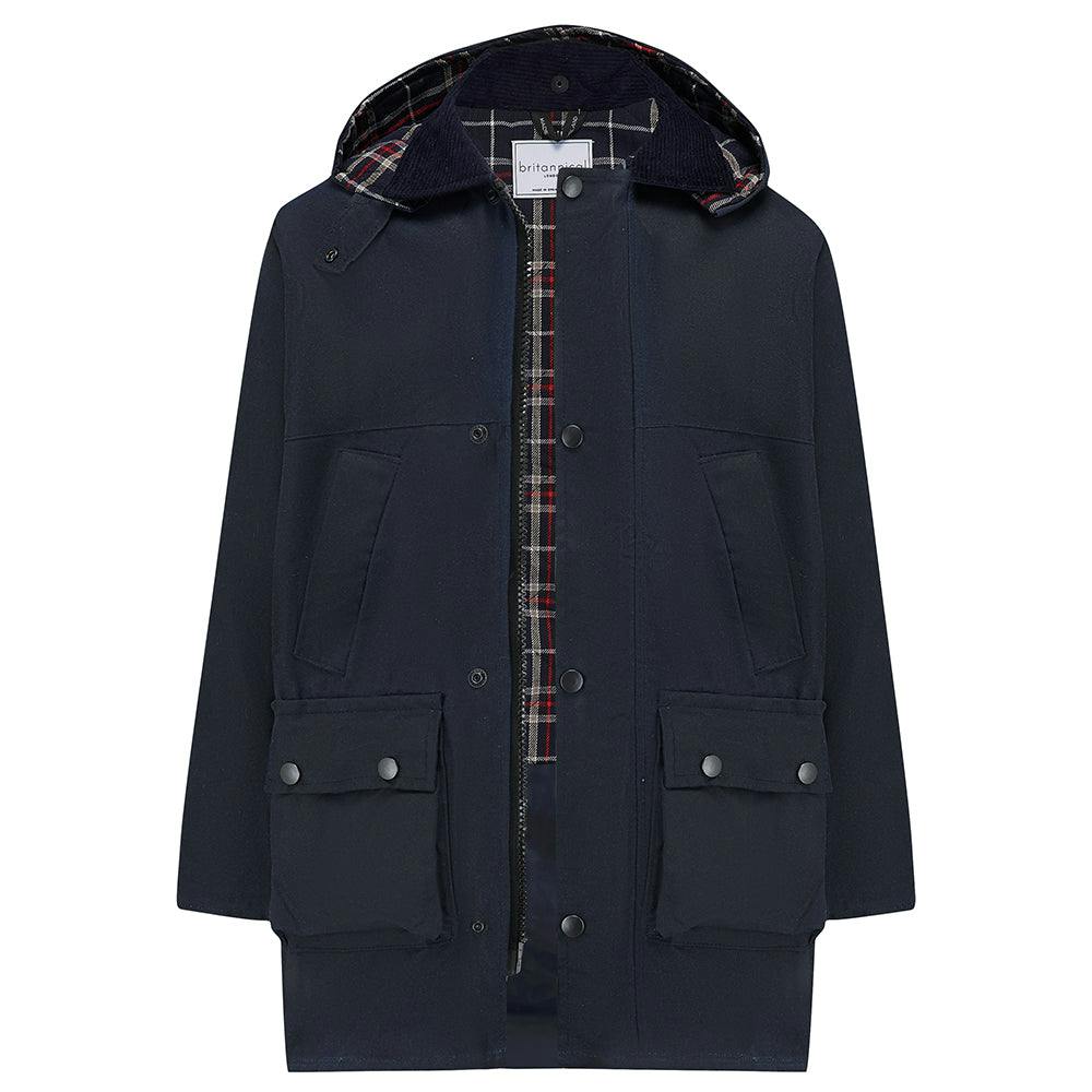 Ebury Padded Wax Jacket - Navy