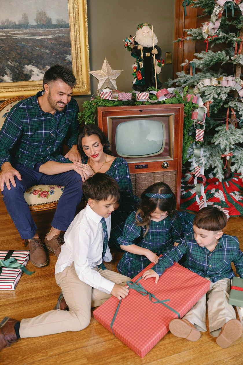 Boys John Shirt in Emerald Plaid
