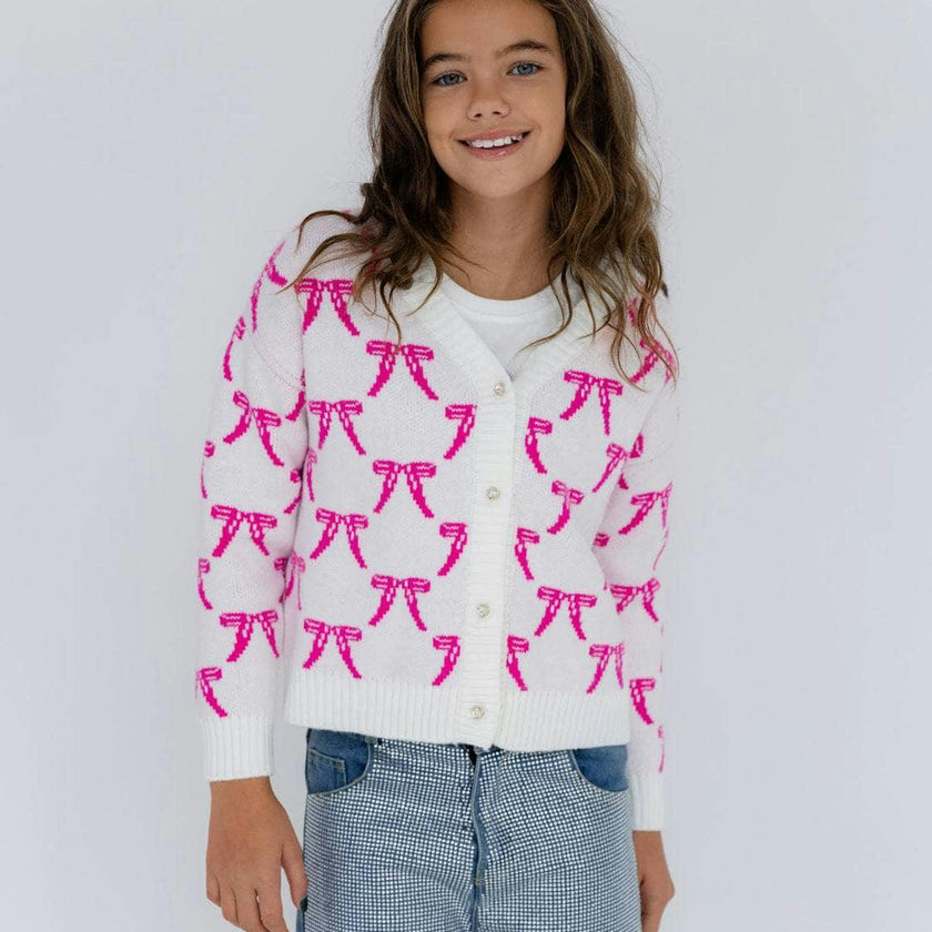 Pretty in Pink Bow Cardigan