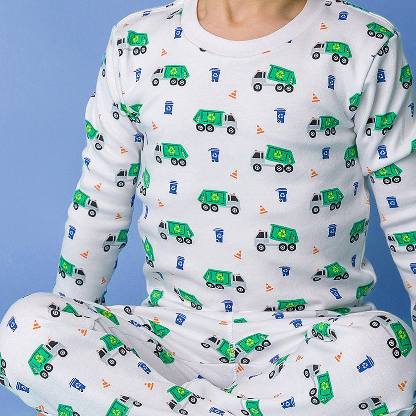 The Organic Long Sleeve Pajama Set [Recycling Trucks]
