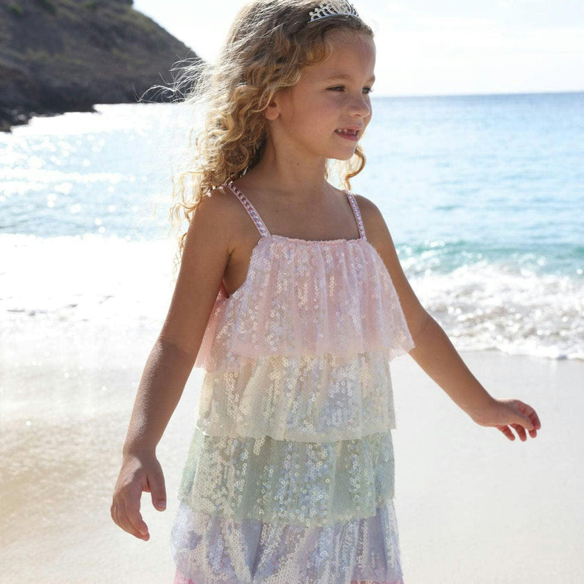 Rainbow Sequin Tiered Dress