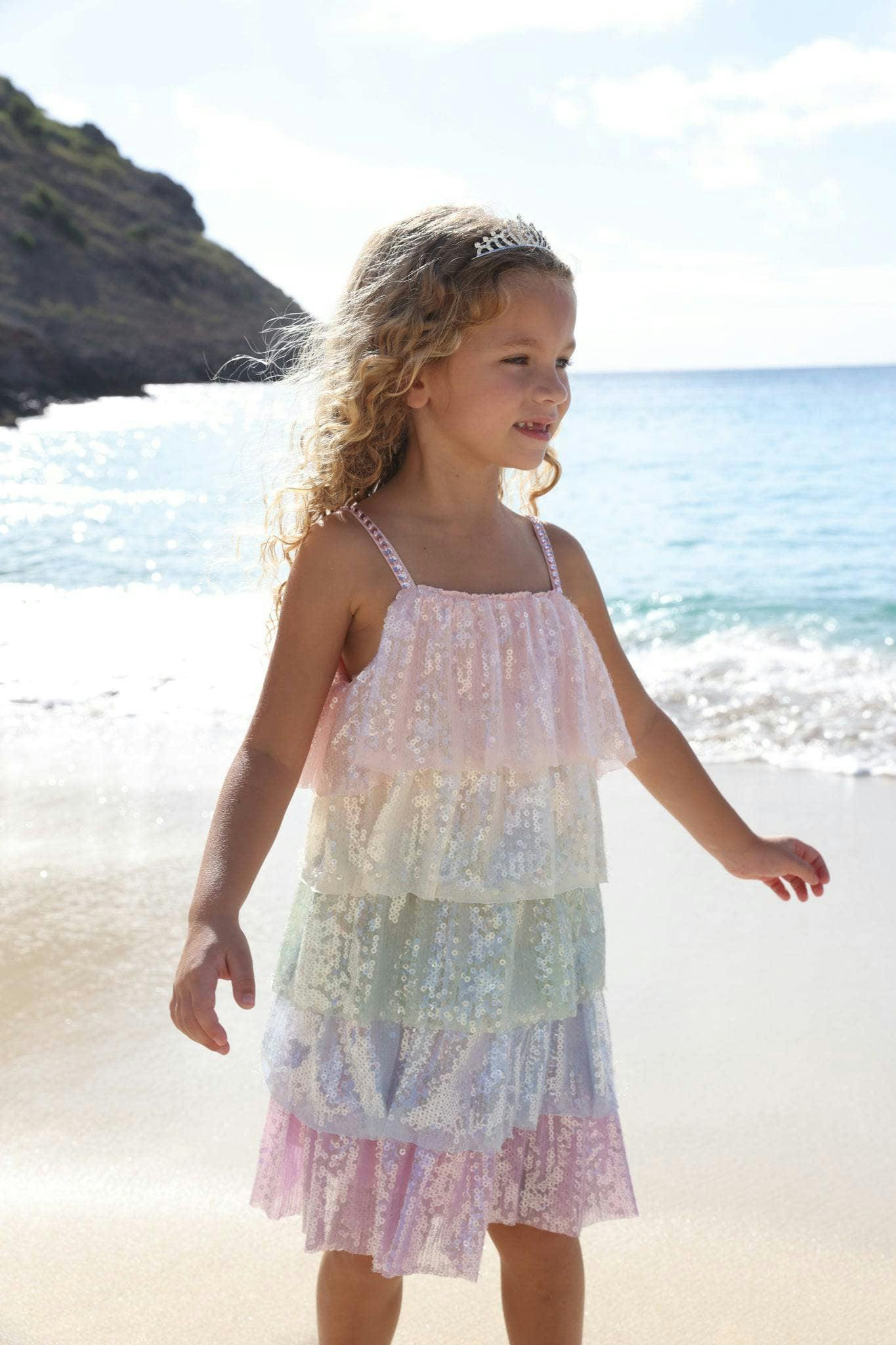 Rainbow Sequin Tiered Dress