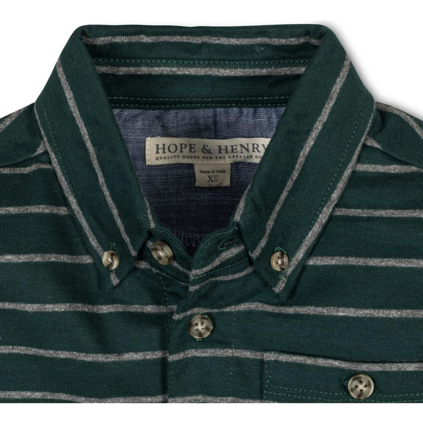 Organic Long Sleeve Jersey Knit Polo Shirt, Green