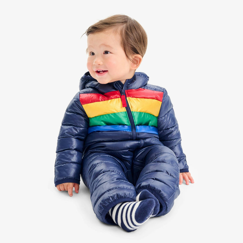 Baby stripe lightweight puffer suit