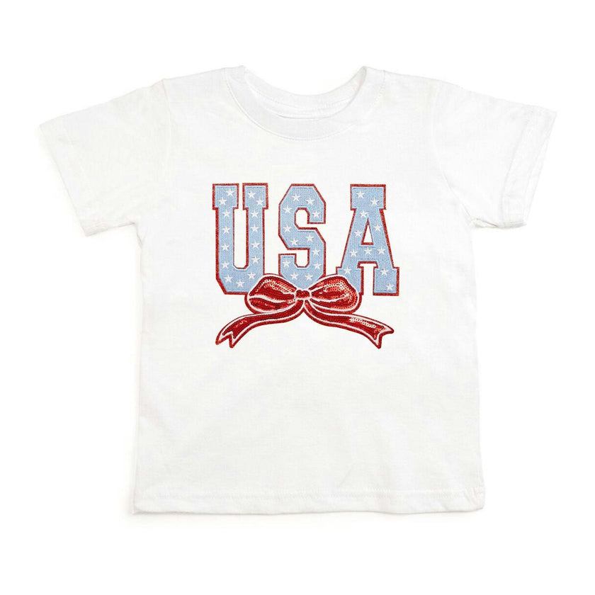 USA Stars & Bow Patch Short Sleeve T-Shirt - White