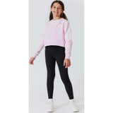 Girls Raw Hem Crew Neck Long Sleeve Crop Sweatshirts