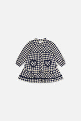 Baby Shirt Dress With Frills Blue And White Gingham Print