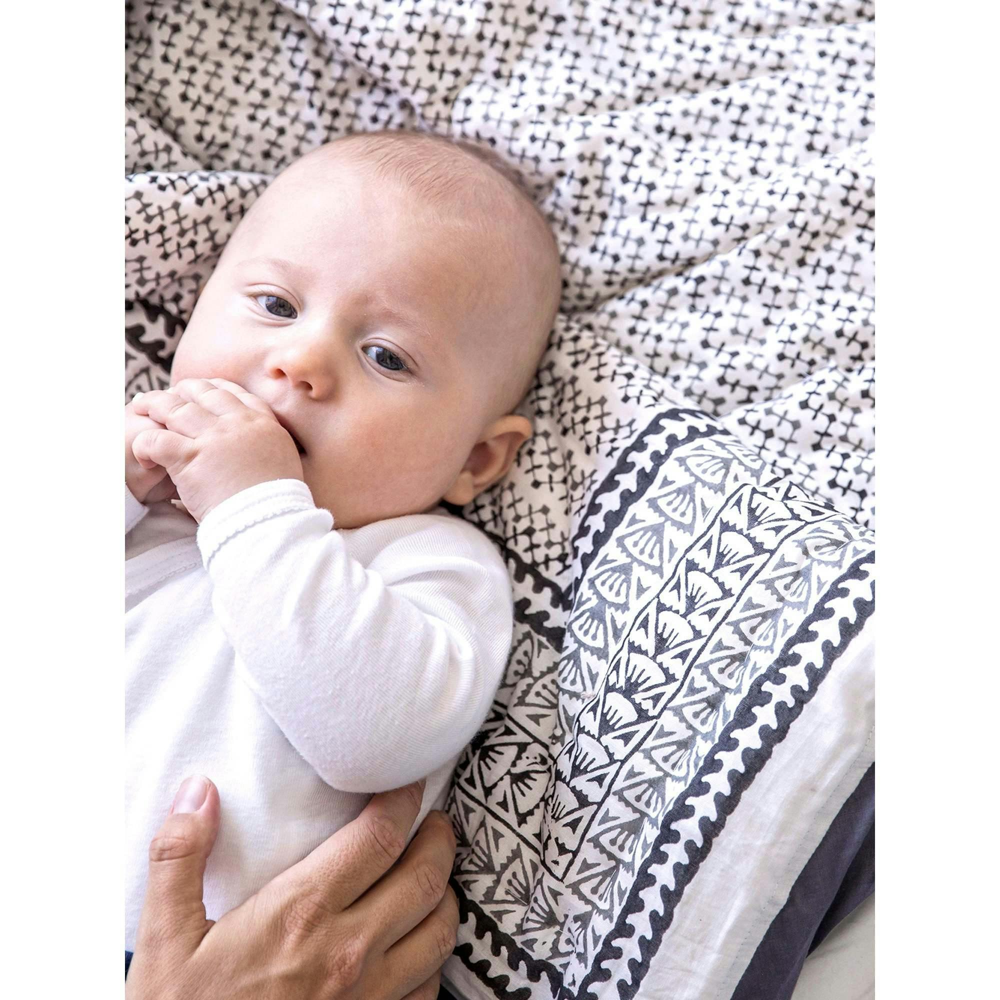 Block-Printed Cotton Crib Quilt