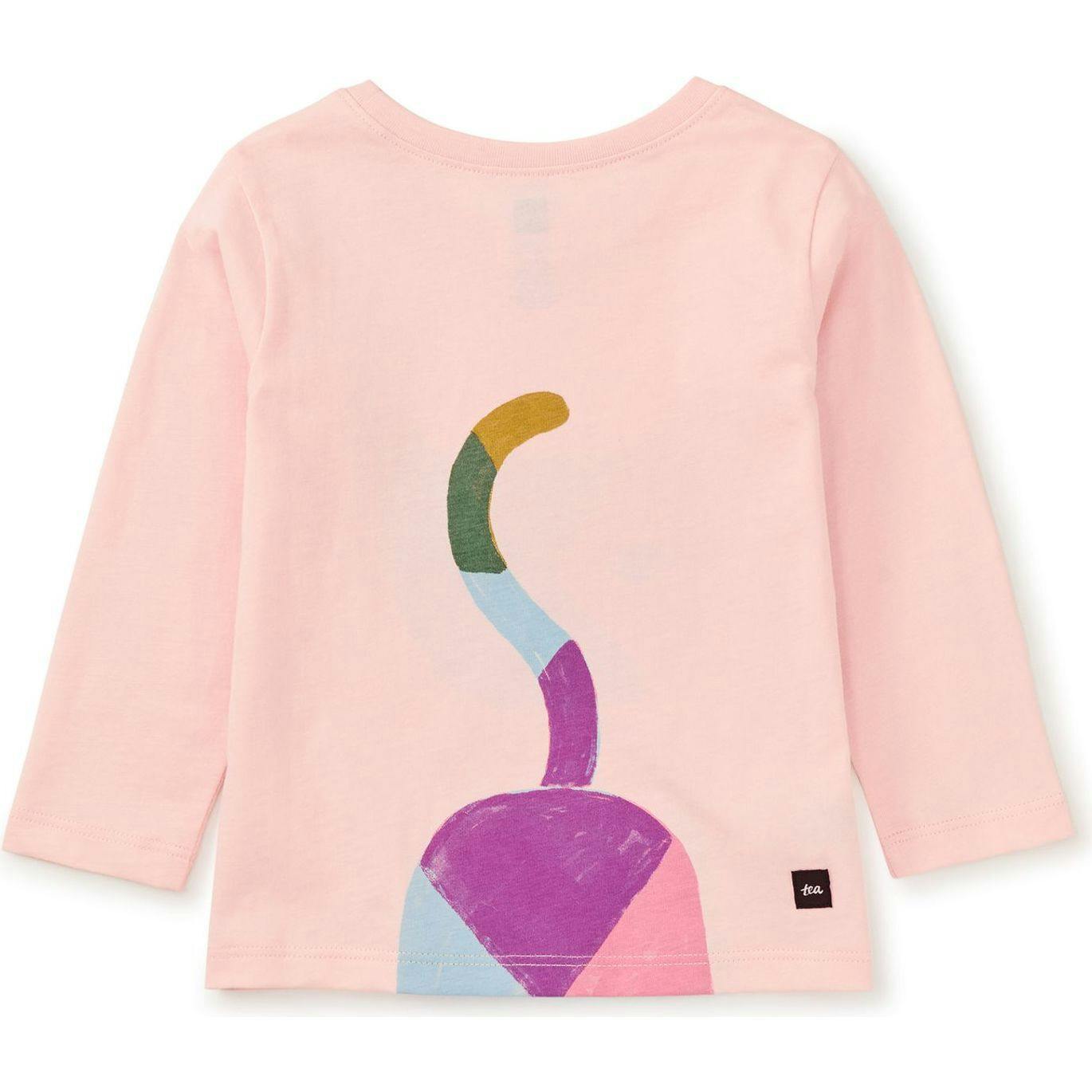 Rainbow Graphic Print Crew Neck Long Sleeve T-Shirt, Pink