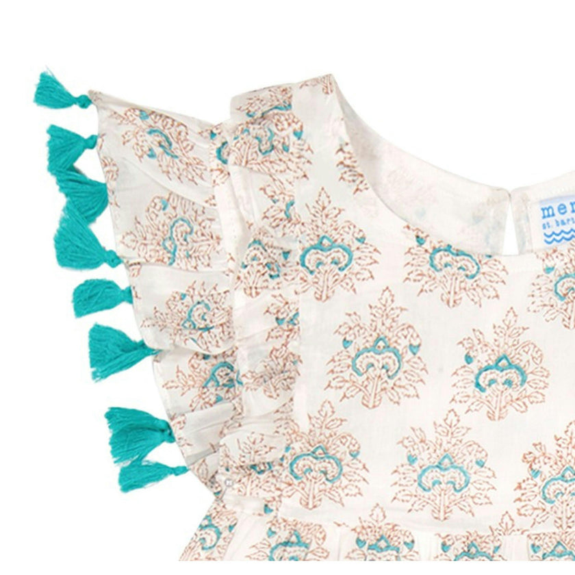 Sophie Girls Tassel Dress Aqua Rhapsody, Aqua