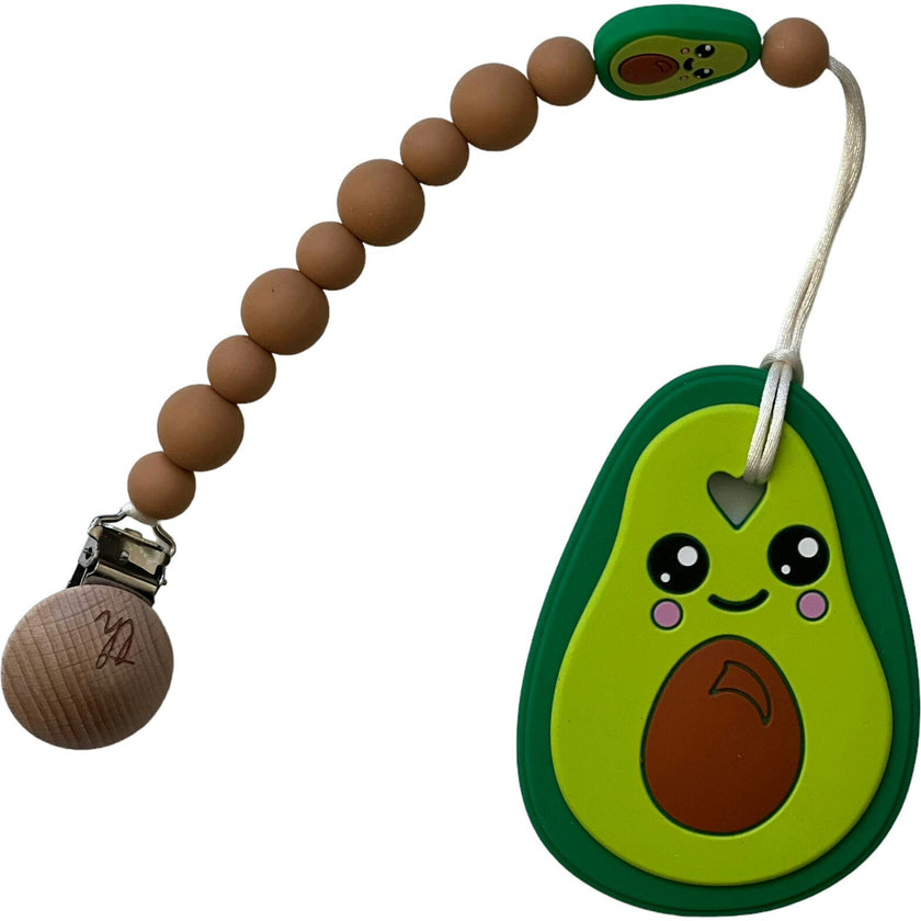 Avocado Pacifier And Toy Clip With Teether Bundele