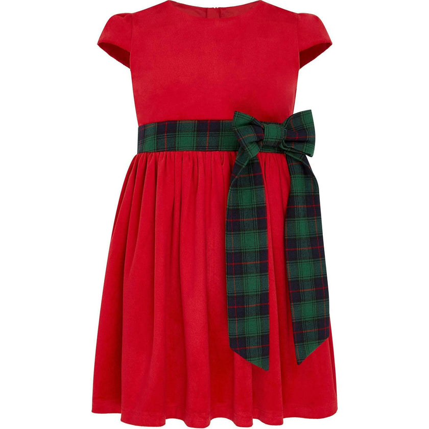 Jane Velvet & Plaid Bow Occasion Party Dress