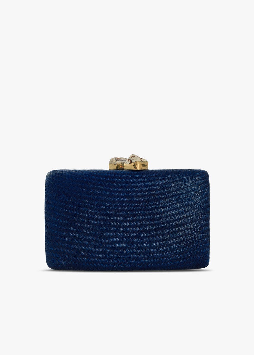 Women's Jen Straw White Stone Clutch Bag