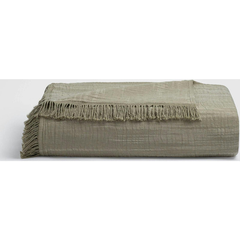 Sage Fringe Bedspread, Green