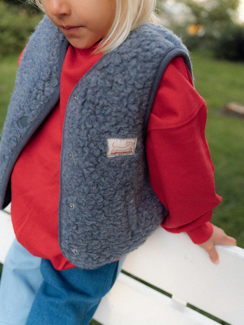 children's merino wool vest - baltic