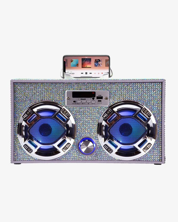Bling Bundle-Wireless Karaoke Microphone & Boombox-Silver