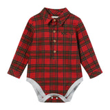 JASPER Festive Red plaid brushed cotton Woven Onesie