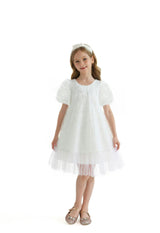 White Embroidered Tulle Milan Dress
