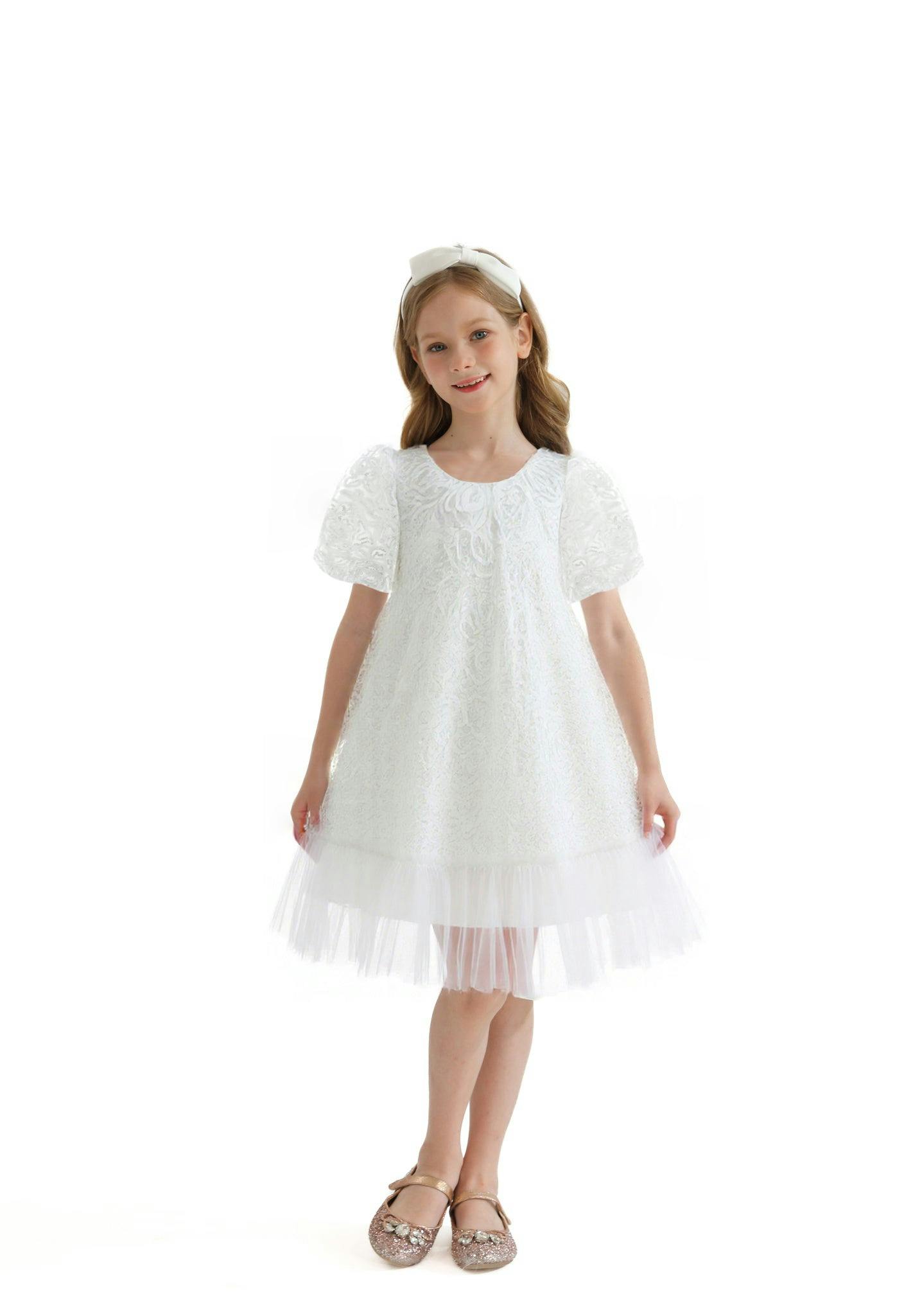 White Embroidered Tulle Milan Dress