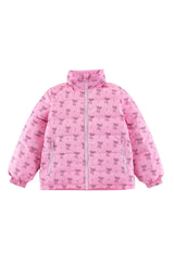 Blake Hooded Reversible Lightweight Down Puffer Jacket, Candy Pink Bow