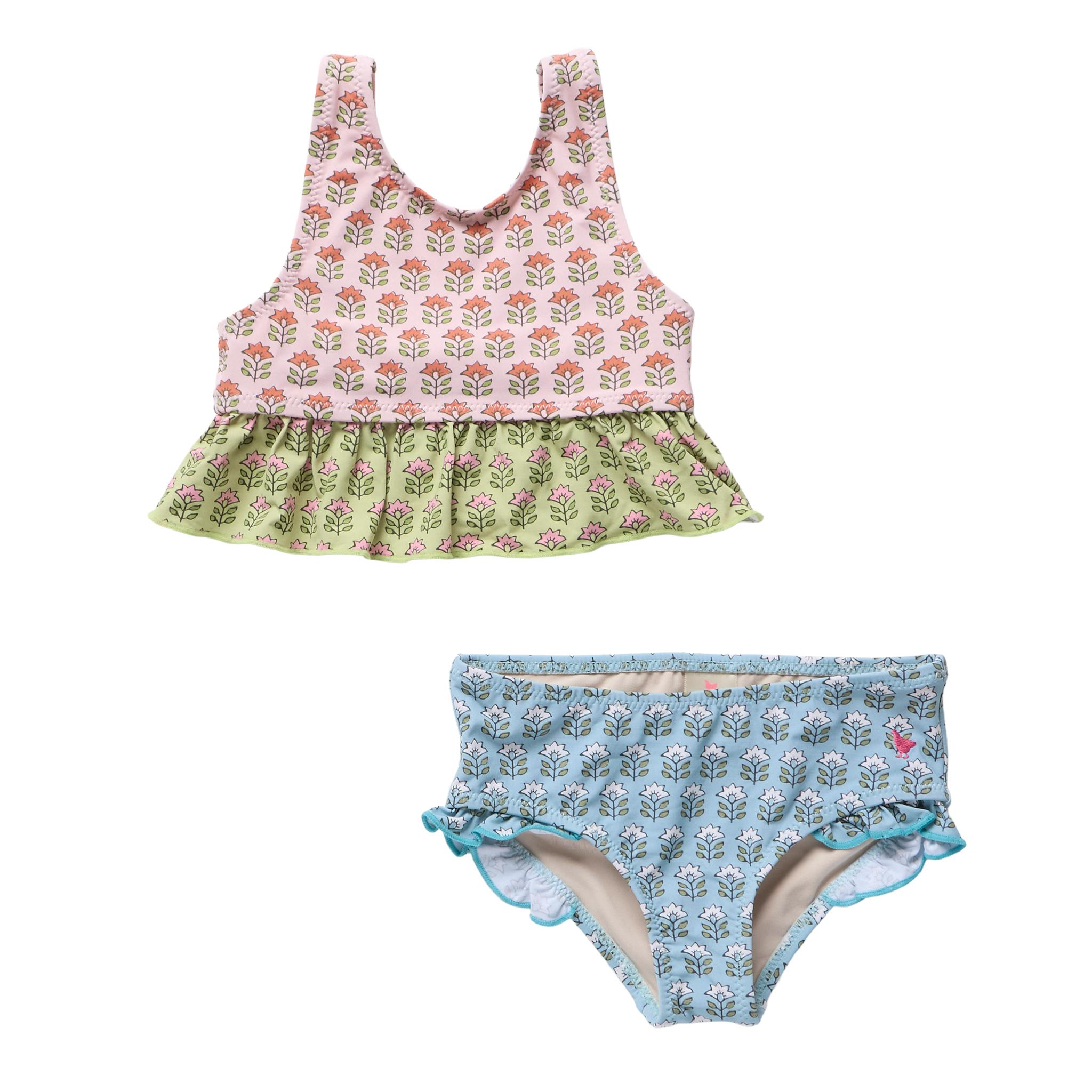 Girls Palmer Tankini - Multi Prairie Block Print