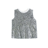 Silver Sequin Sleeveless Shorts Set