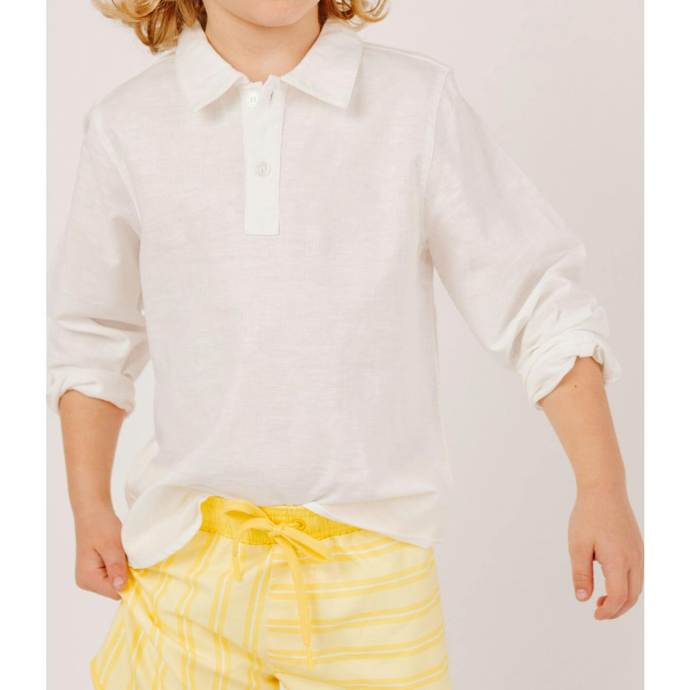 White Long Sleeve Pop Over Shirt
