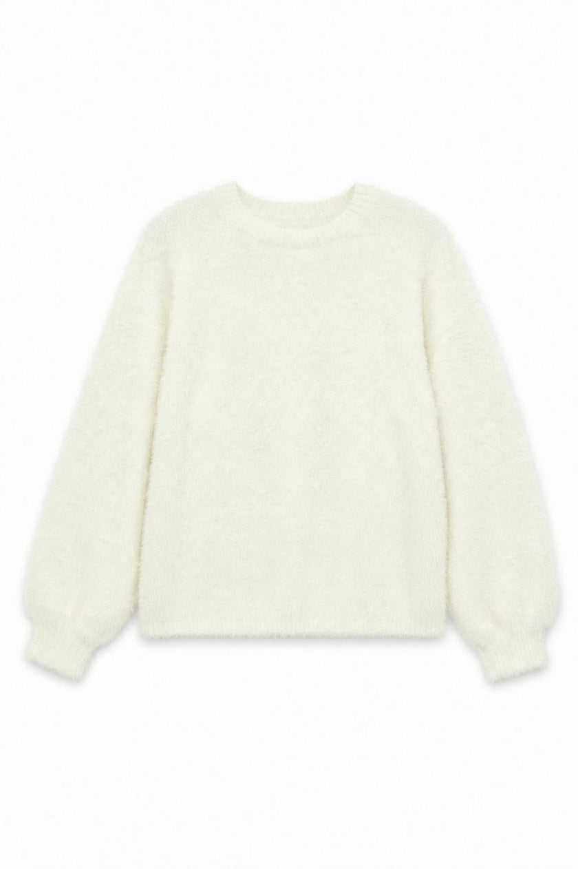Maya Taupe Fluffy Drop Shoulder Sweater