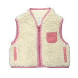 Sherpa Zipper Vest in Cream and Rose Elegance