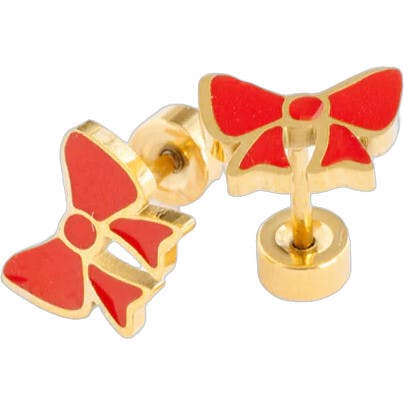 Red Bow Stud Earrings
