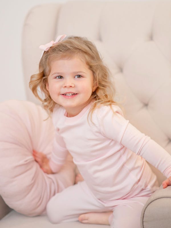 2 Piece Pima Loungewear Set | Lt Pink Mini Stripe