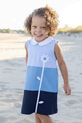 Colorblock Knit Dress With Flower
