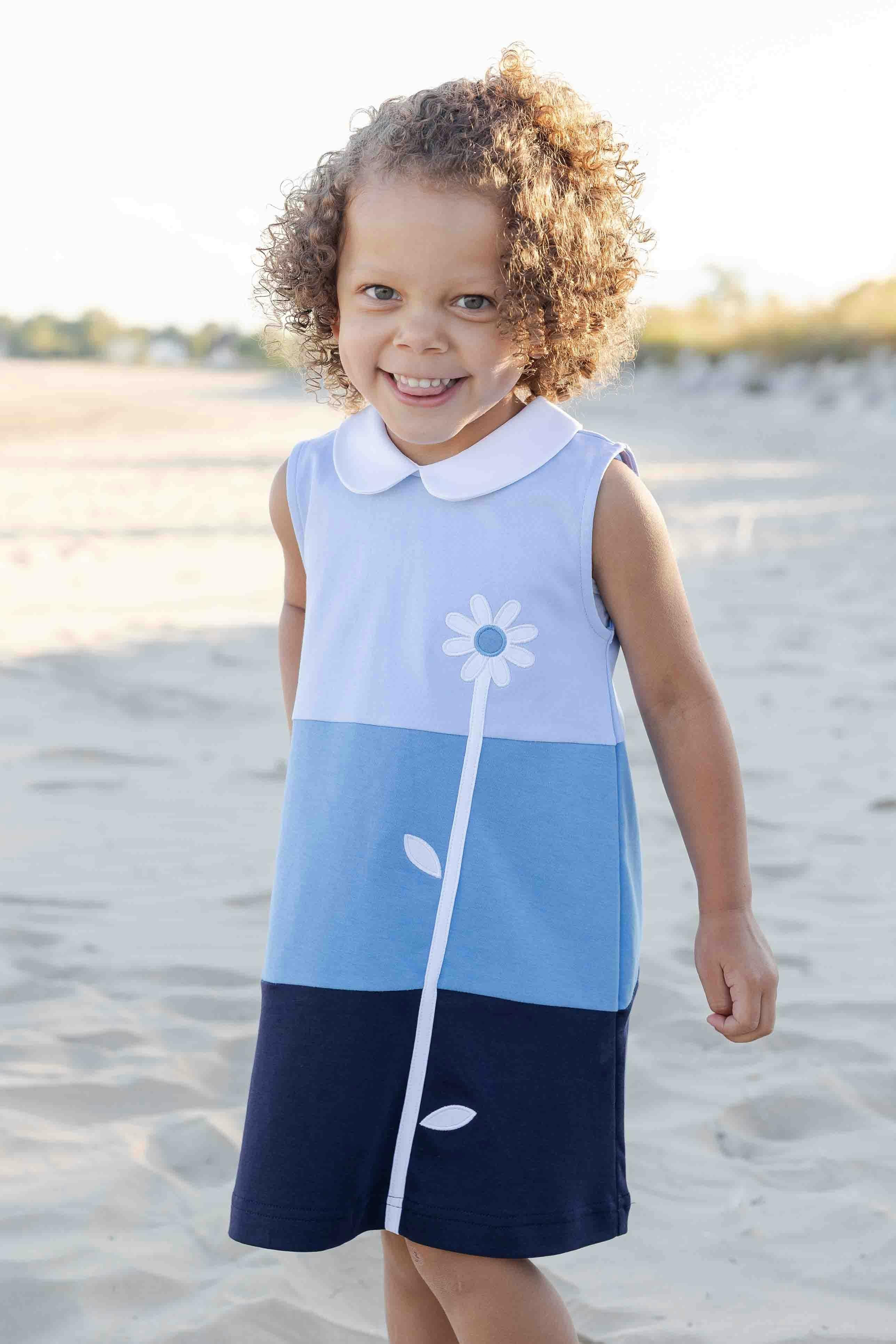 Colorblock Knit Dress With Flower