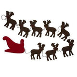 Handmade Reindeer Christmas Garland and Bunting Hand Felted Wool - 6' Arcadia Home