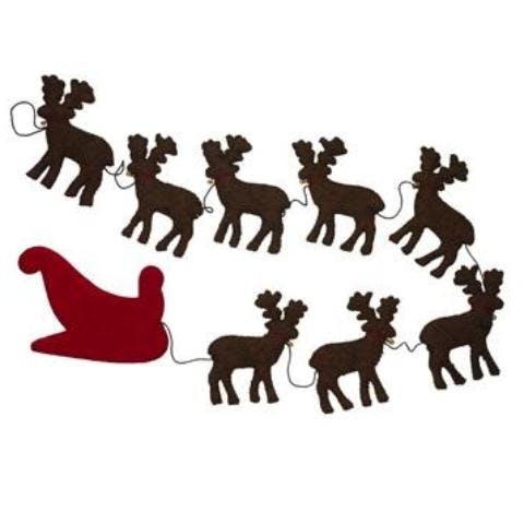 Handmade Reindeer Christmas Garland and Bunting Hand Felted Wool - 6'