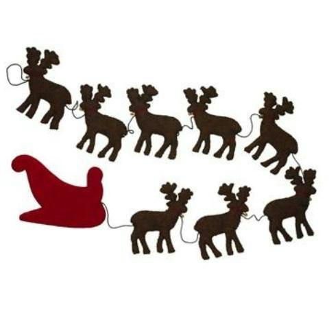 Handmade Reindeer Christmas Garland and Bunting Hand Felted Wool - 6'
