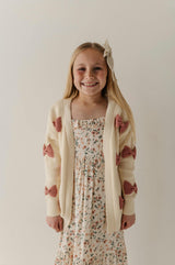 Girls Bow Cardigan in Wild Rosewood