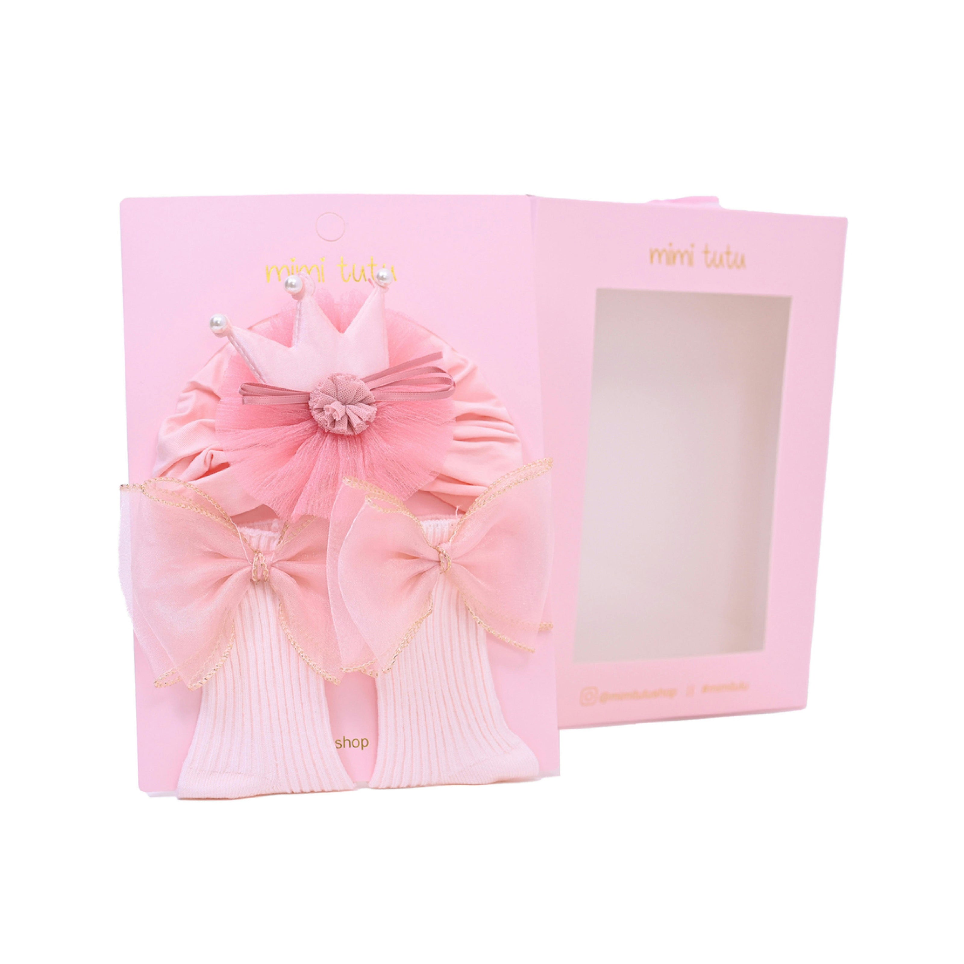 Crown & Bow Baby Hat Gift Set