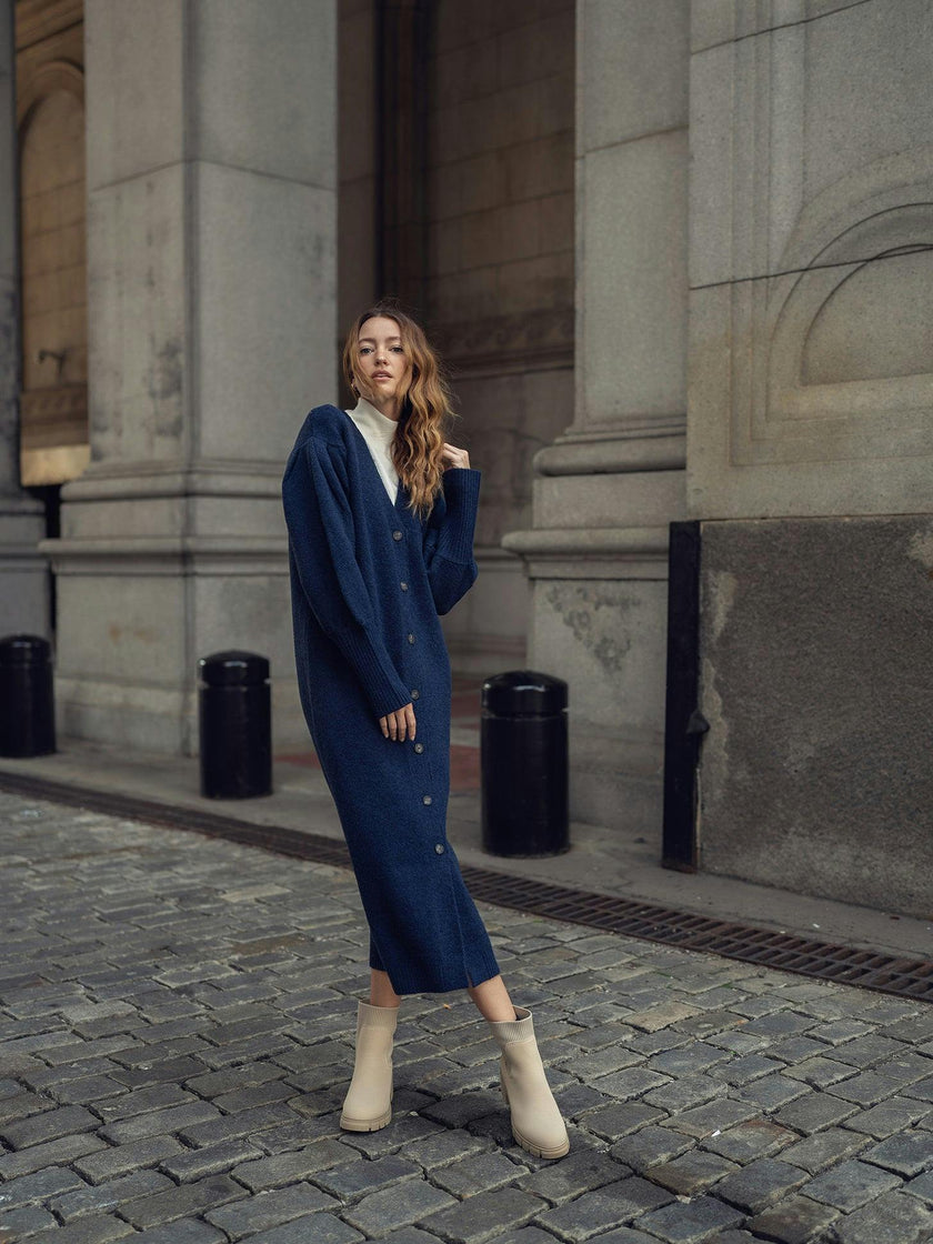 PUFF SLEEVE SWEATER DRESS
