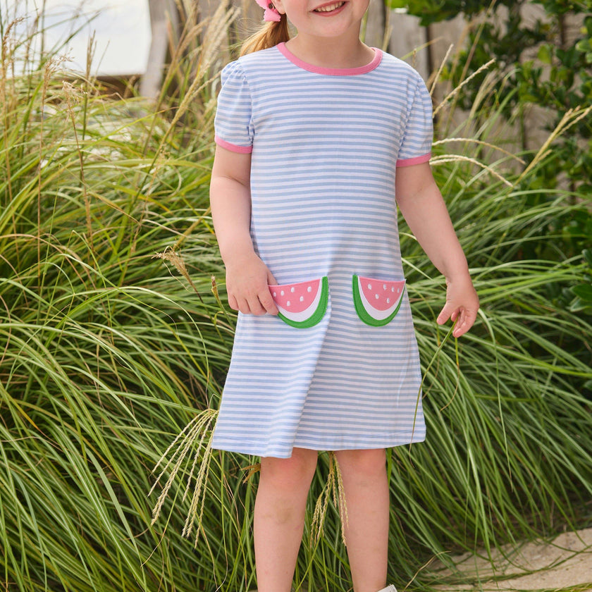 Applique Pocket T-Shirt Dress - Watermelon