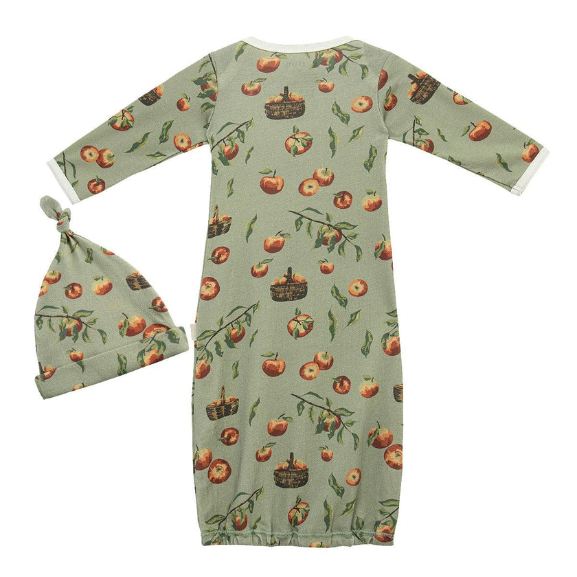 Apple Orchard Organic Cotton Newborn Gown & Hat Set