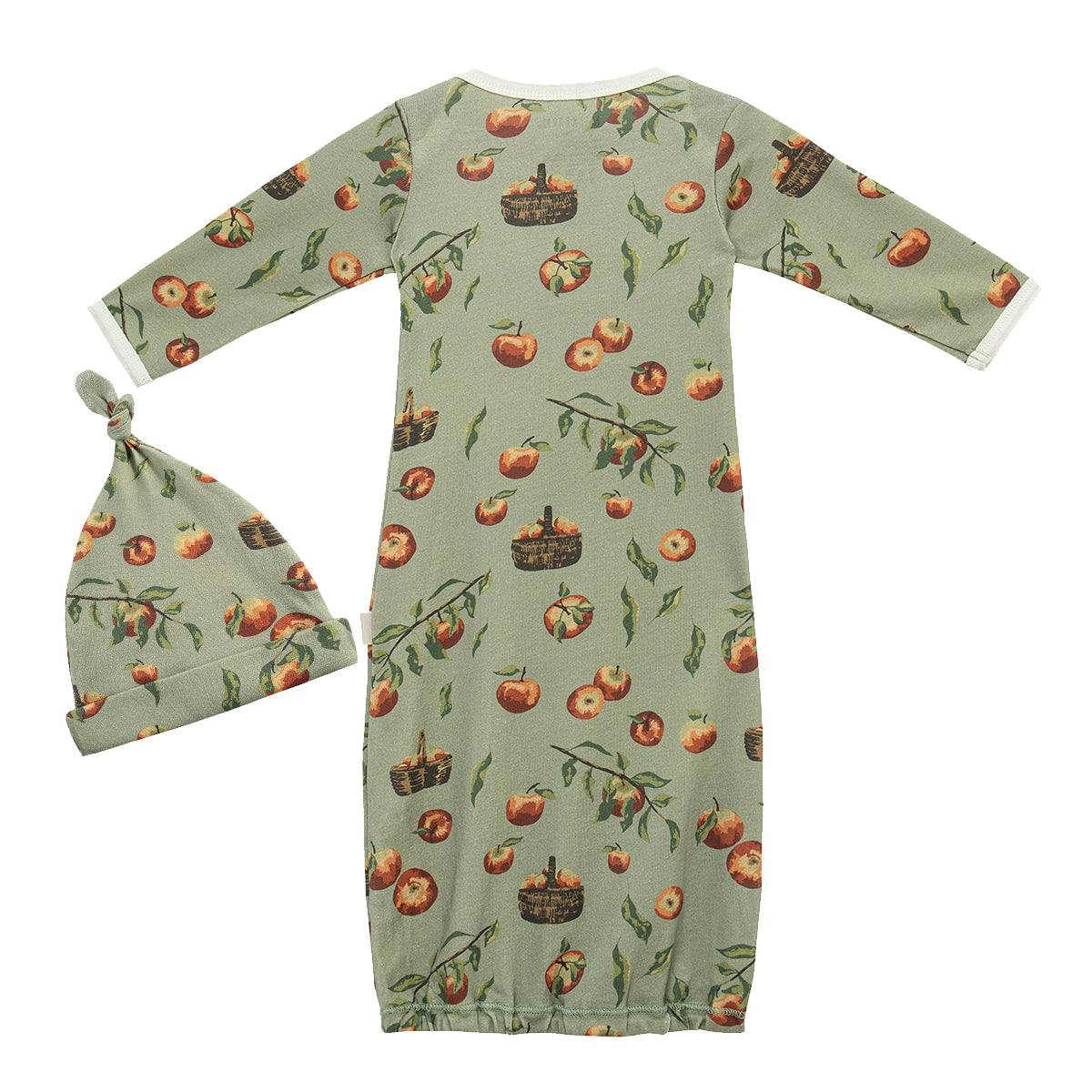 Apple Orchard Organic Cotton Newborn Gown & Hat Set