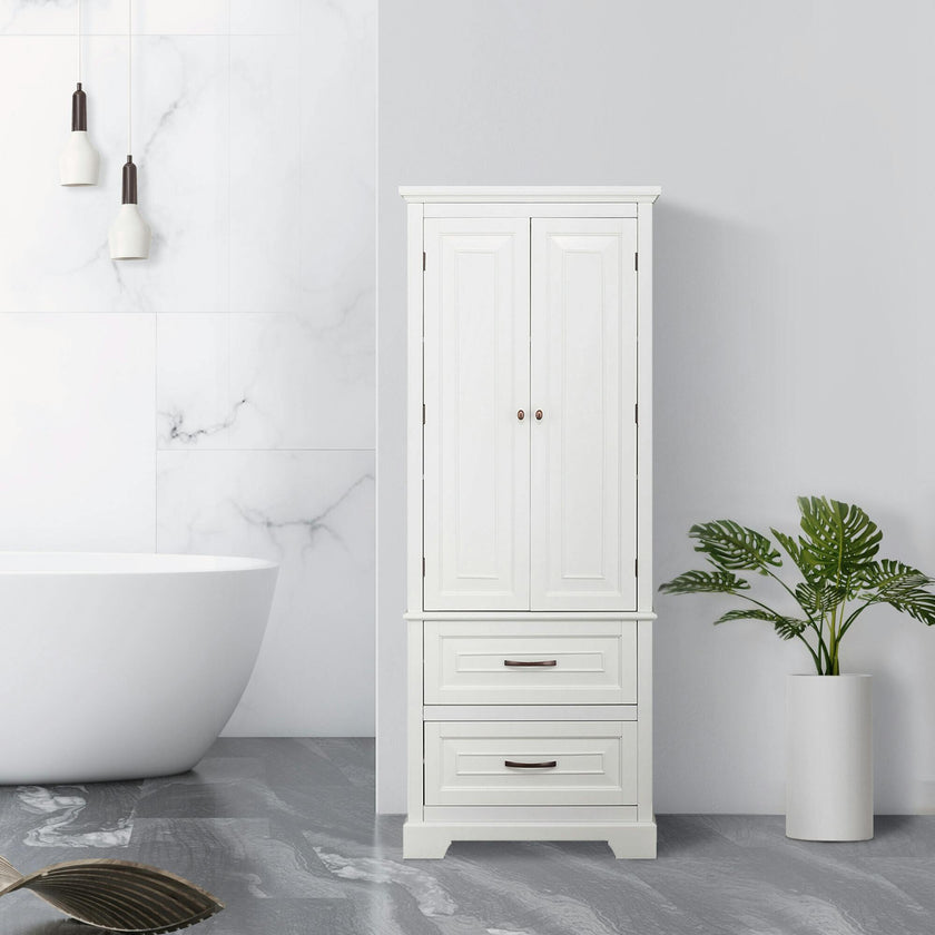 St. James Wooden Linen Tower Cabinet With 2 Drawers