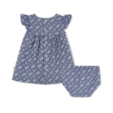Blue Patterned Dress and Bloomers Set