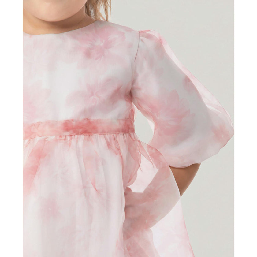 Esperanza Baby Dress Short sleeve, Pink Flower Organza