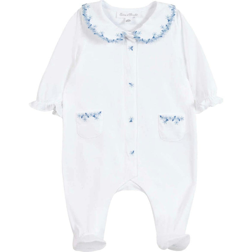TARTINE ET CHOCOLAT Blue Fleur Embroidered Pyjama