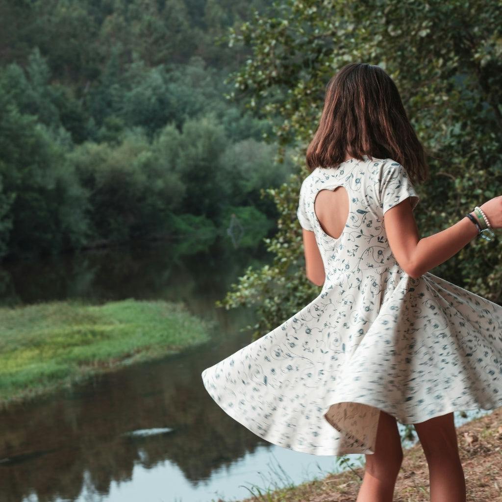 Sweetheart Twirl Dress | Organic Cotton Jersey - Scandi Floral