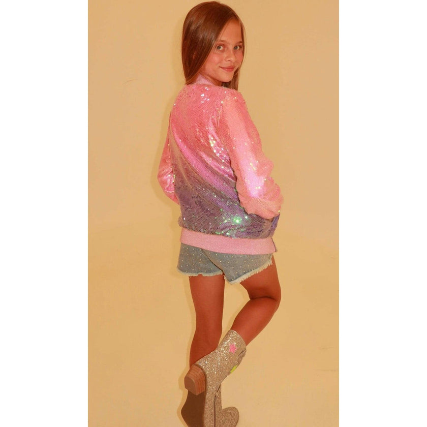 Bubble Gum Shimmer Sequin Bomber